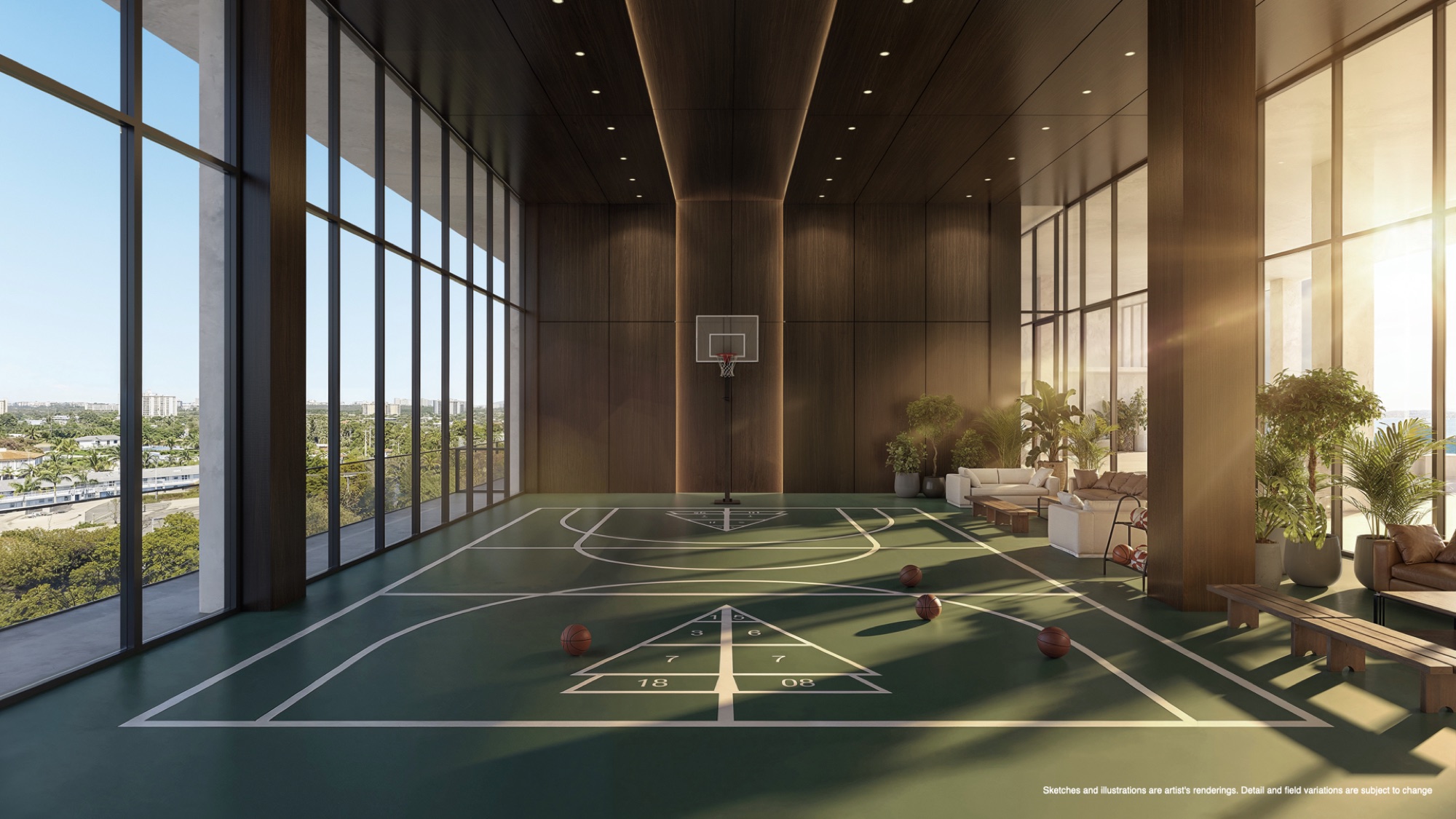 Multi-sport court at Continuum 12000 — for basketball, volleyball, soccer, hockey, and shuffleboard, part of the Mermaid Club's sport and fitness collection.